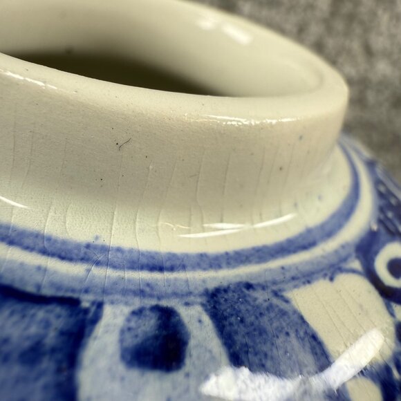 Ginger Jar Blue White Delft DP Pottery 13 B.W. Hand Painted Floral Vase with Lid - Picture 3 of 16